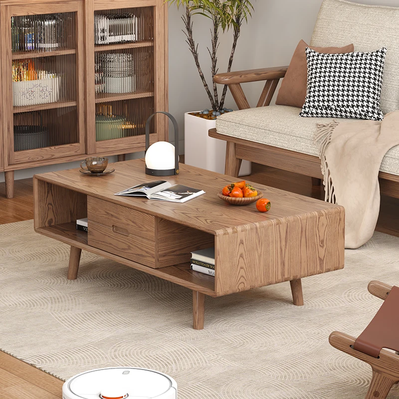 

Журнальный столик из массива дерева для гостиной, для небольшой квартиры, современный, простой, на высоких ножках, в скандинавском стиле.