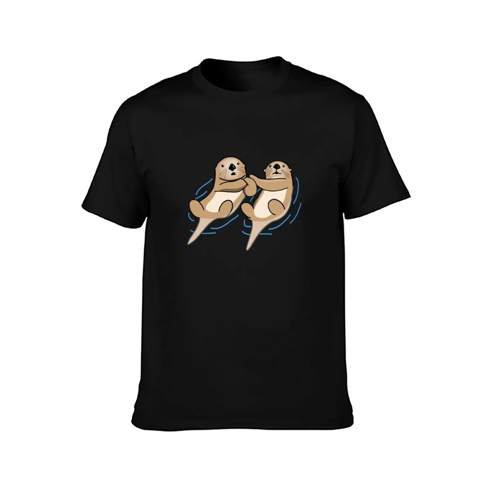 Otters Caught Holding Hands T-Shirt Breathable Sportswear for Men T-Shirt