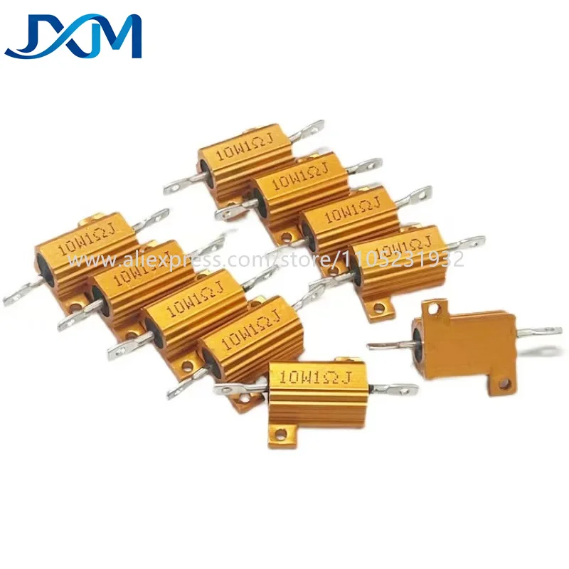 2pcs/lot RX24 10W Gold aluminum shell Resistor  0.01R~ 300K 1R 5R 10R 20R 22R 33 47R 100R 200R 330 470R 500R 1K 10K 20K 100K Ohm