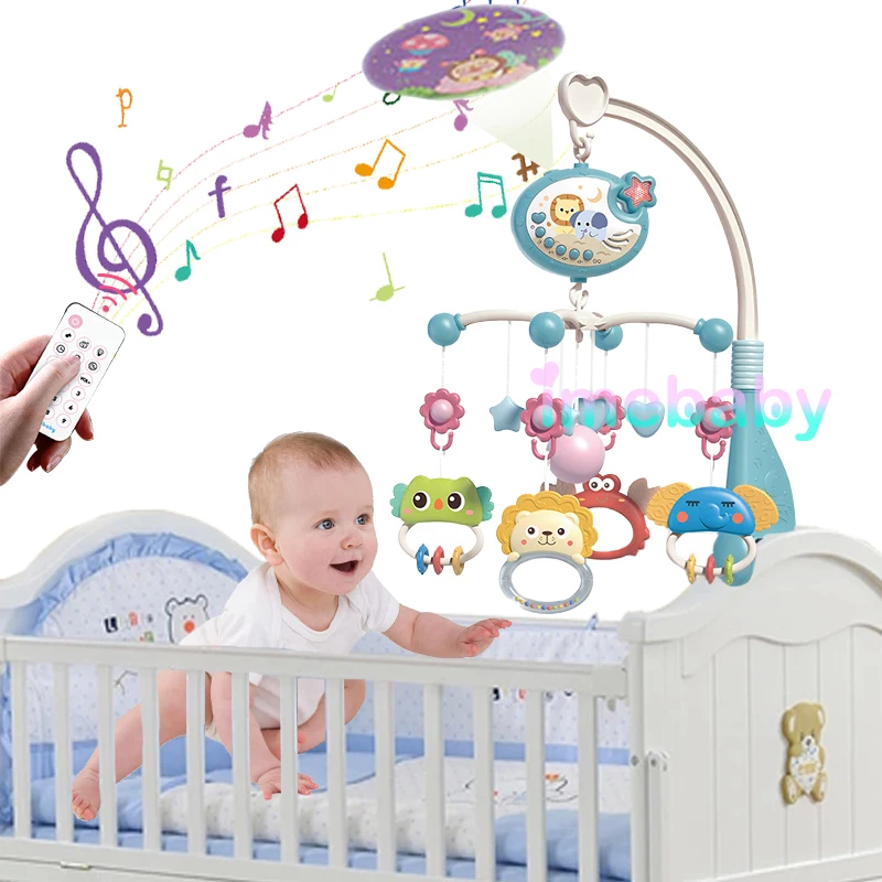 Girando Projeção Berço Bell com música para bebês, cama Bell, brinquedo do bebê, decoração do quarto, pendurado presente, 0-12 meses, recém-nascido