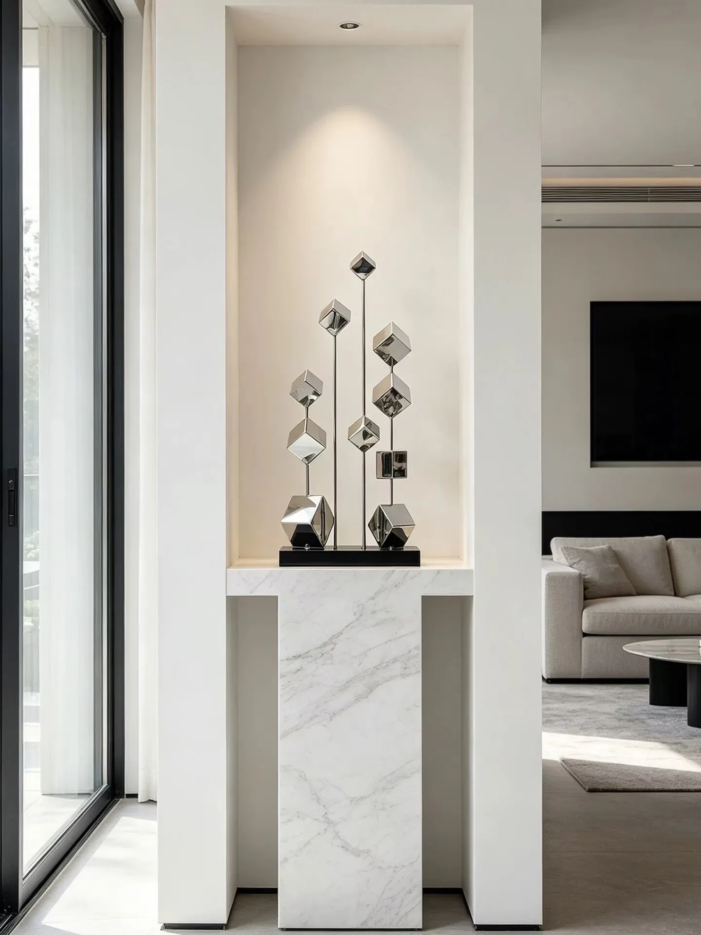 Modern art sculpture stainless steel sculpture model room living room entrance niche slender ornaments decorative items