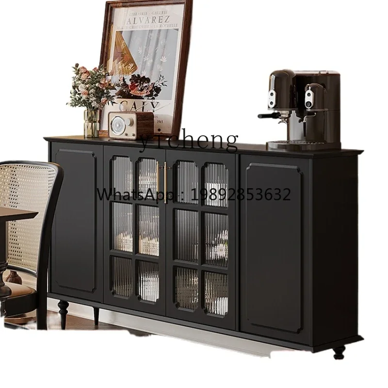 ZZ Vintage Dining Side Storage Wall Side Cabinet Restaurant Ultra-Thin Narrow Hallway Mid-Ancient Black Tea Cabinet
