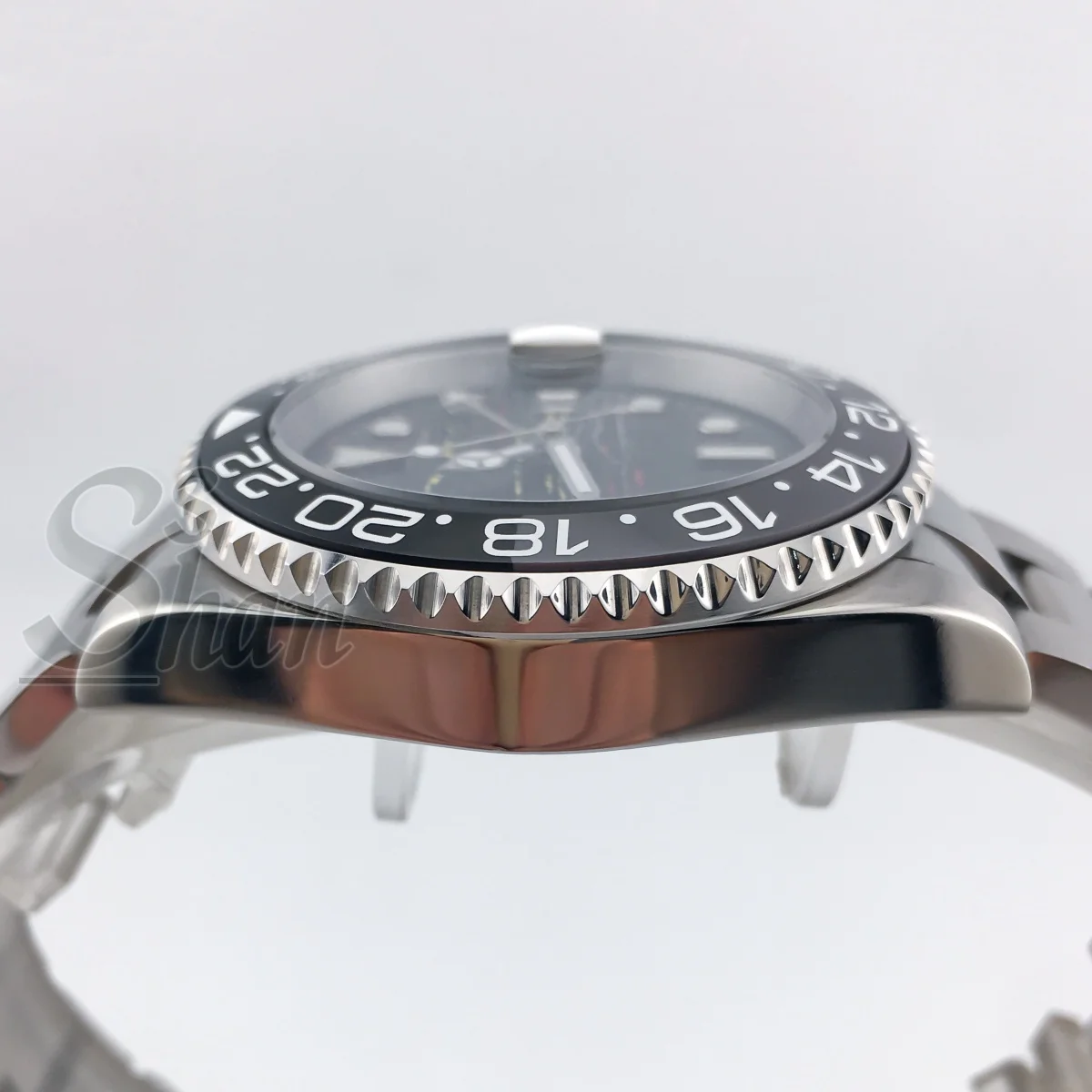 NH34 40 مللي متر ساعة ميكانيكية للرجال GMT قرص فريد من نوعه إطار سيراميك زجاج الياقوت 100 متر ساعة رياضية رجالية مقاومة للماء