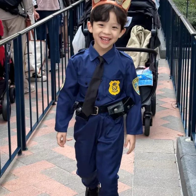 

Movie Zootopia Nick Wilde Cosplay Costume Nick Police Uniform Furry Ears Tail Suit for Boys Halloween Carnival Role Play Outfit