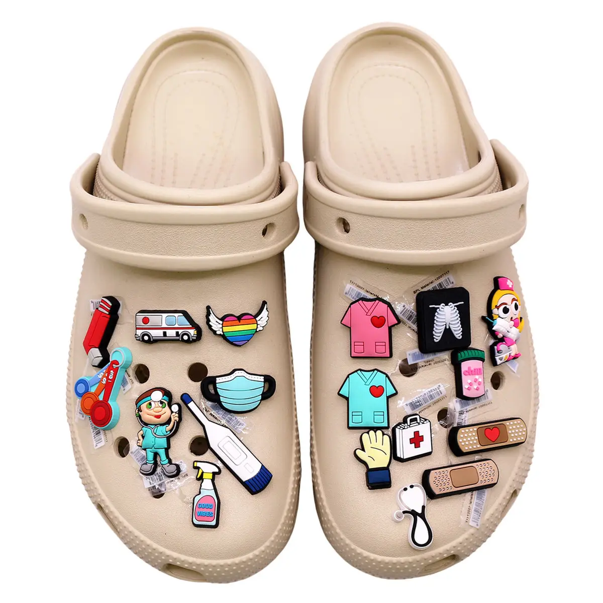 1 Pcs Original Cartoon Medical Style PVC Shoe Charms Accessories Cute Doctor Nurse Bandaid Ambulance Shapes Sandal Upper Buckle