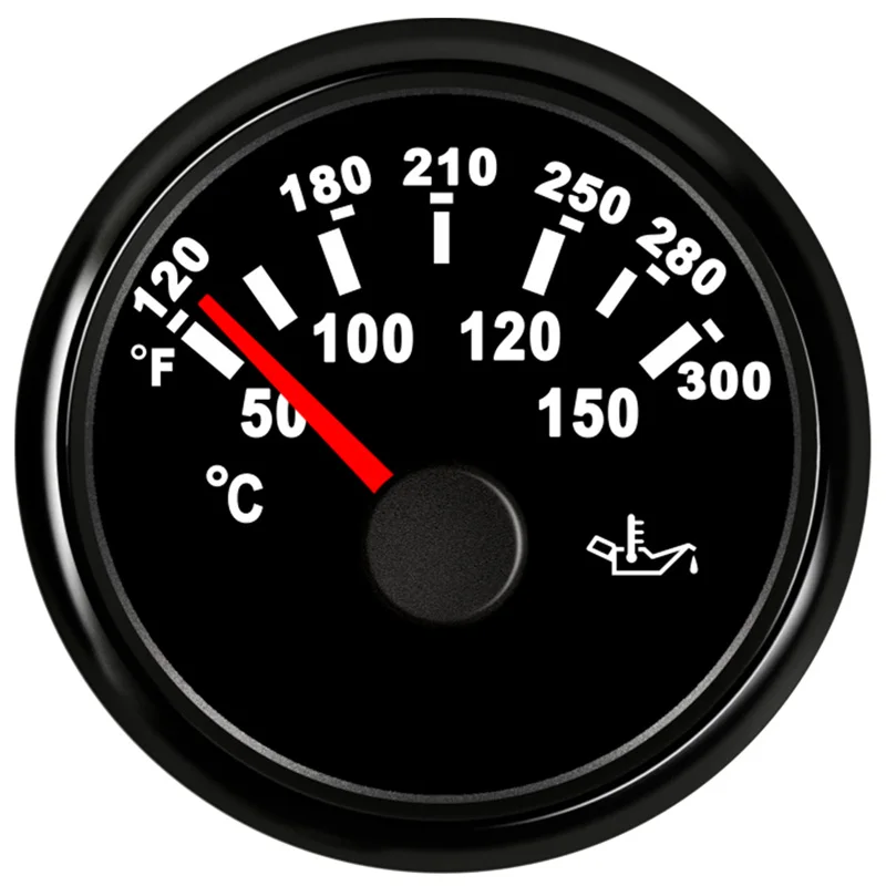 Free Shipping Auto 52mm Point Oil Temp Gauges 120-300 Fahrenheit Marine 361~19ohm Oil Temperature Meters for Car Truck 50-150℃