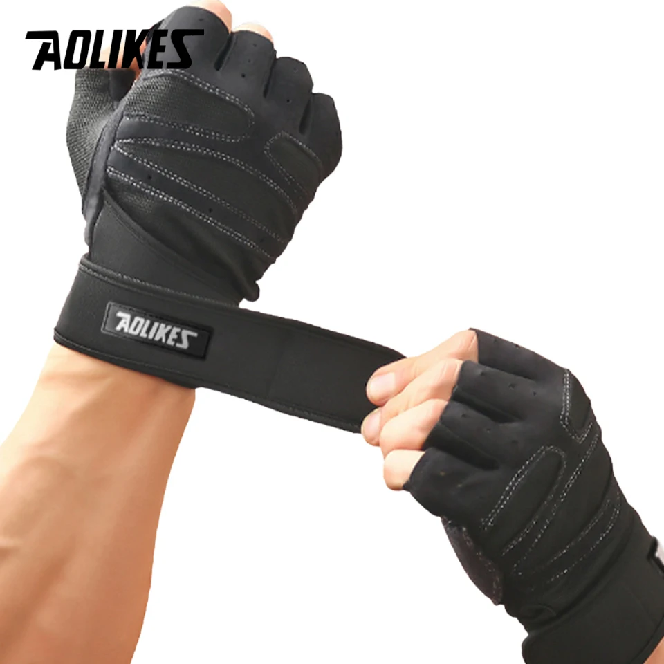 AOLIKES Half Finger Gym Gloves Heavyweight Sports Exercise Weight Lifting Gloves Body Building Training Sport Fitness Gloves