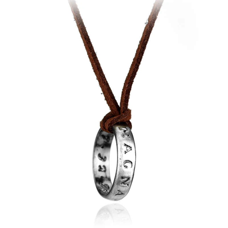 Game Anime Leather Chain Ring Necklace Character Nathan Drake Cosplay Vintage Personality Pendant for Jewelry accessories
