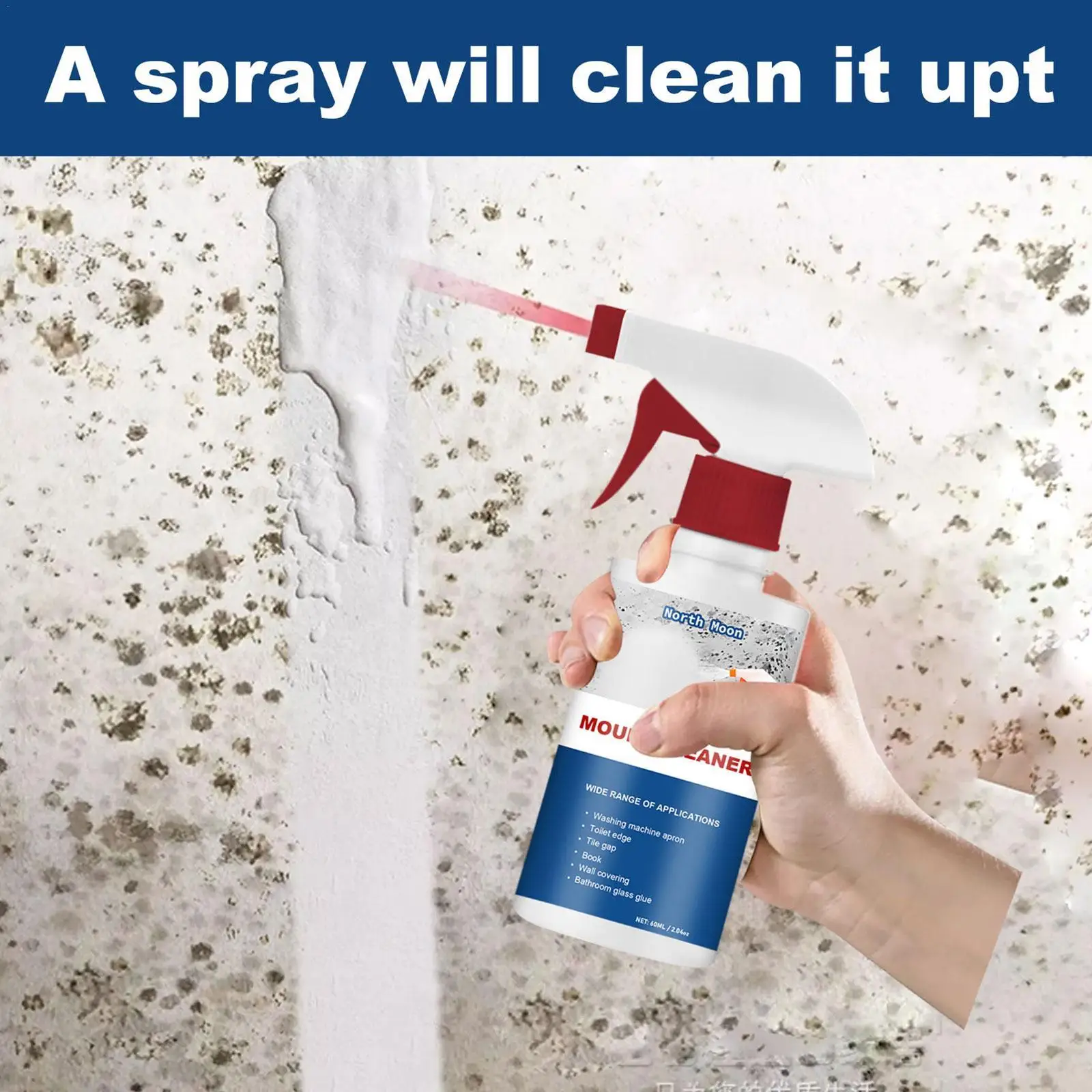 

60ml Mildew Remover Spray Ceiling Bathroom Ceramic Wall Surface Anti-Mould Cleaning Foam Multi Effect Cleaning Decontamination