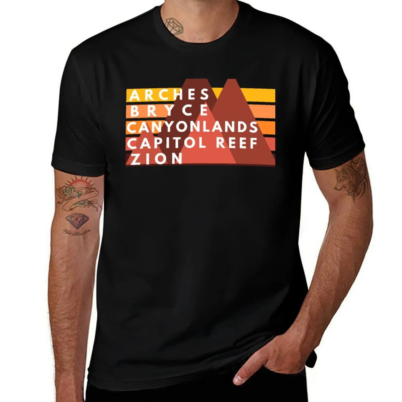 Utah Mighty 5 National Parks Arches Bryce Canyonlands Capitol Reef Zion T-Shirt Retro Style Print Casual Top T-Shirt
