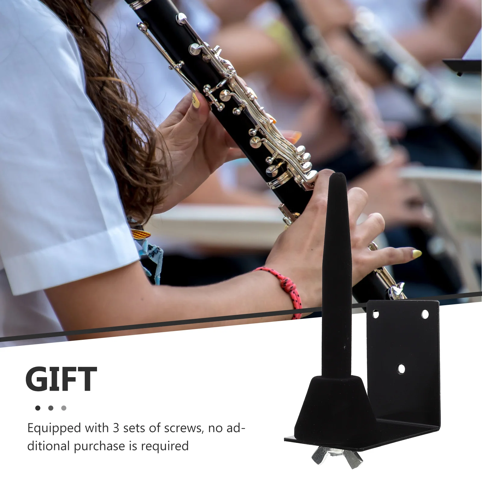 

1 set Black Pipe Wall Mounted Flute Rack Metal Clarinet Bracket Scratch Resistant Space Saving Easy Install Hanger Stand Holder
