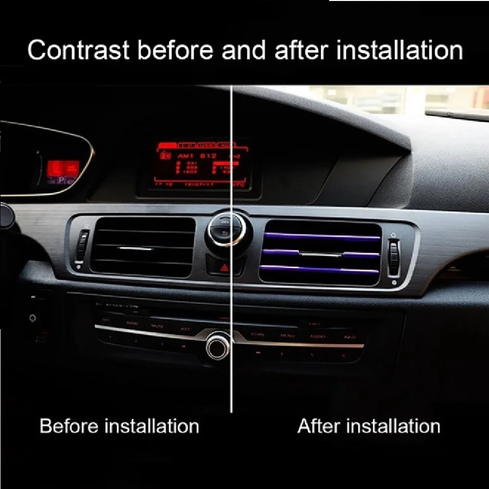 10Pcs 20cm Universal Car Air Conditioner Outlet Decorative U Shape Moulding Trim Strips Decor Car Styling Accessories RYDZS01