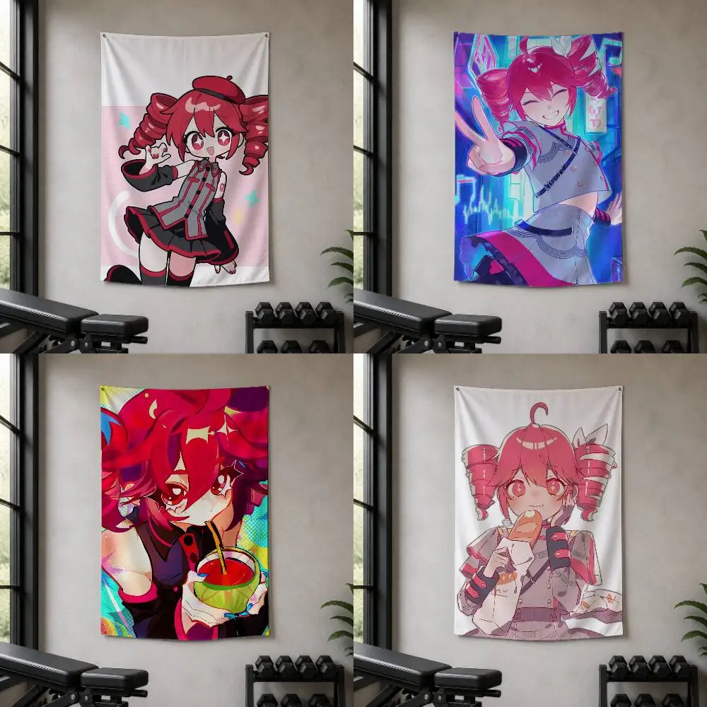 Cute Virtual Singer Kasane Teto  Decorative Wall Flag Banner for Home Garden Garage Indoor Outdoor Decor