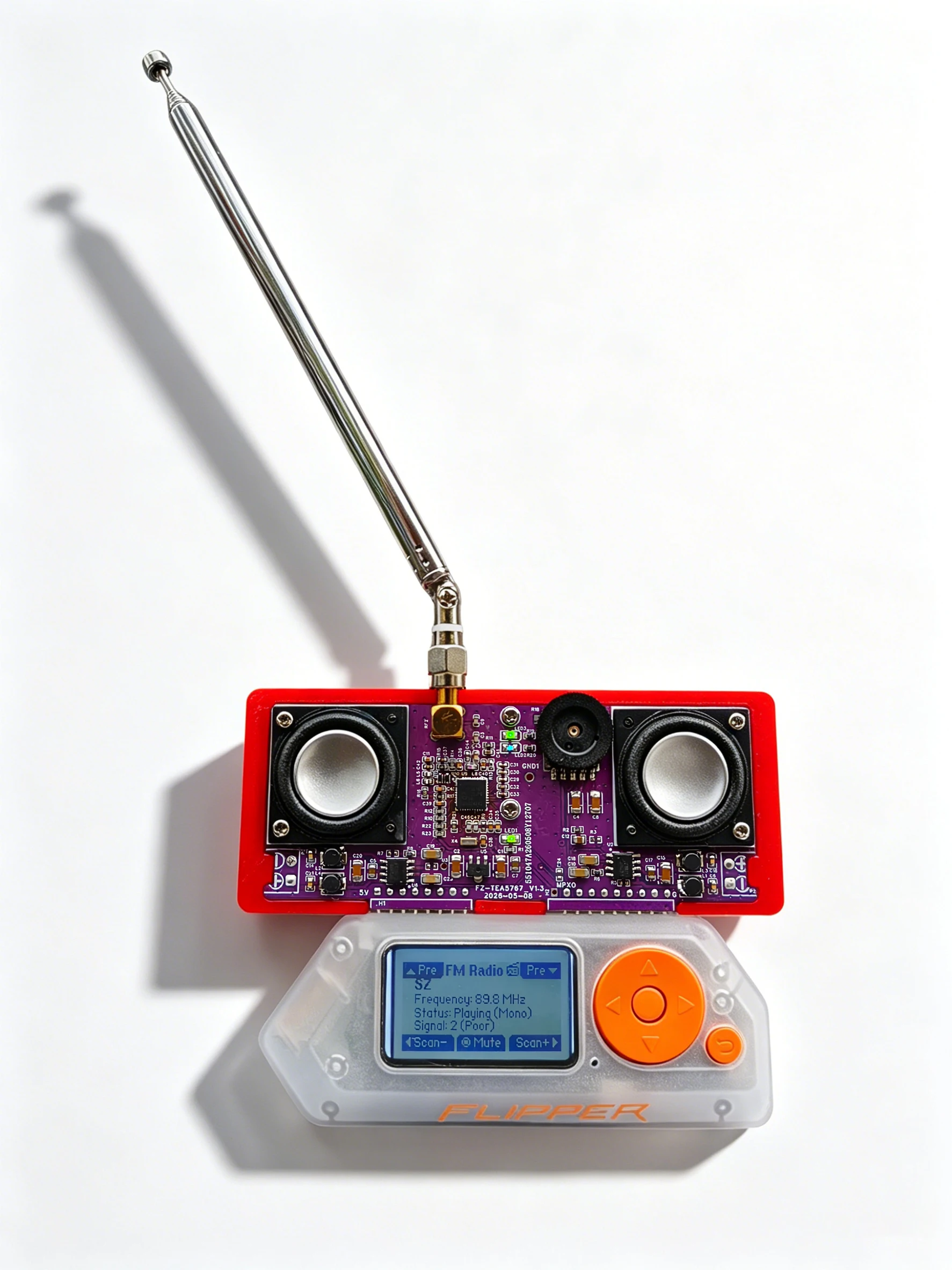 TEA5767 FM Stereo Radio Module for Flipper Zero Receiver Expansion Board with Dual Speakers & Telescopic Antenna Plug-and-Play A - view 2