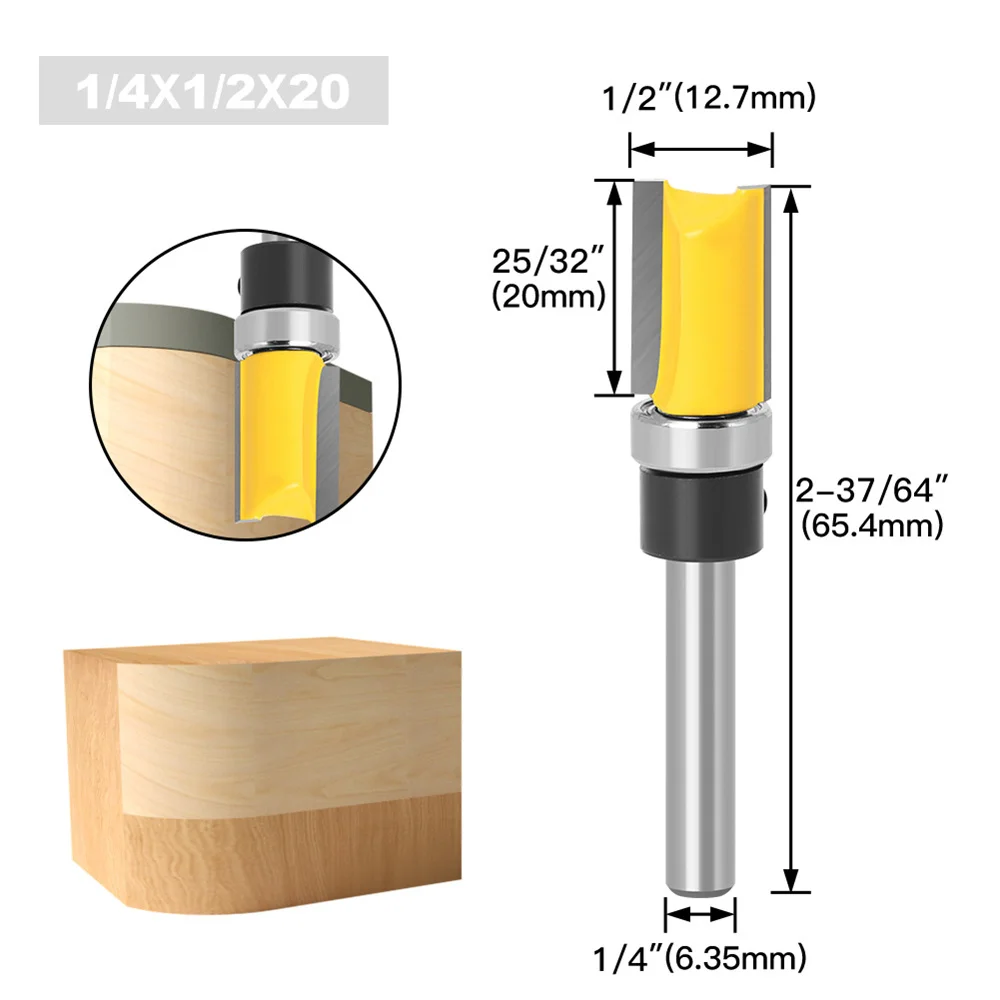 Herramienta de carpintería duradera, enrutador de fresado con ranura en T, borde de imitación de 1/4 pulgadas, 4 piezas
