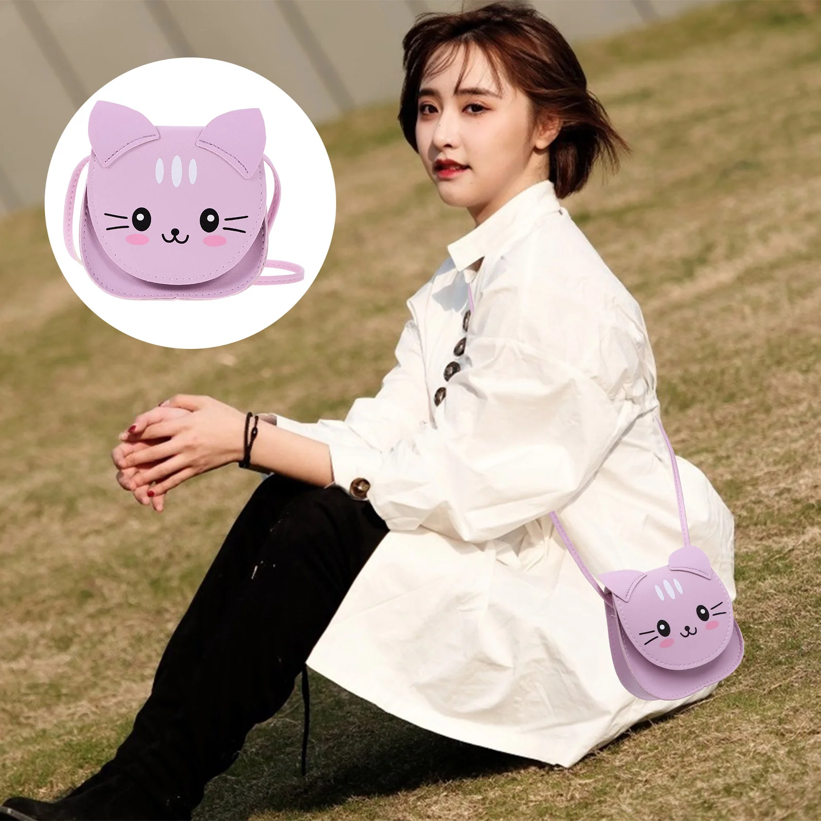 

Change Purse for Women Cartoon Kitten Shoulder Bag Bookbag Preteen Girls Stuff Work Small Coin Pouch Tote