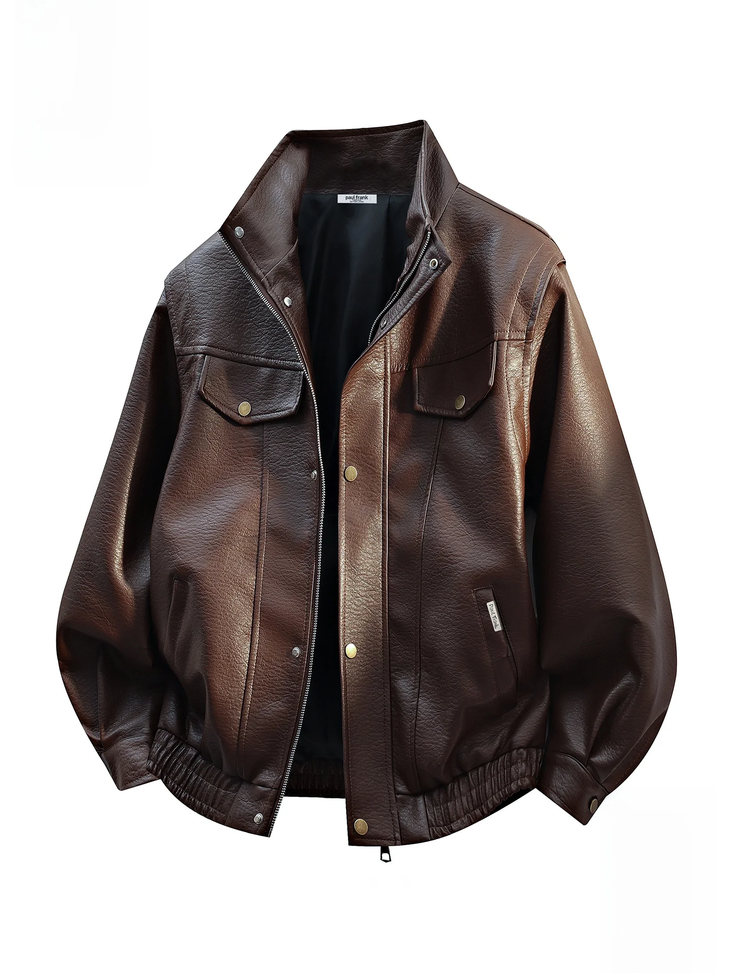 

PaulFrank American Retro Collar Leather Jaet Men Casual Spring Workwear Coat Large Mouth Monkey Leisure Faion Brand