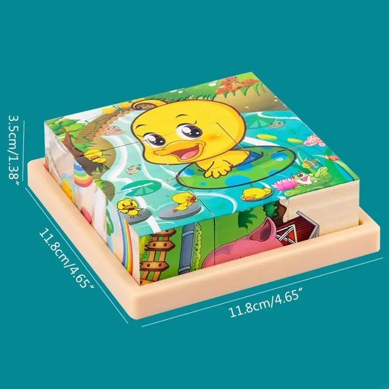 Handgreifbares 3D-Puzzle aus Holz, Tangram, 9 Stück, für Baby, Kindergarten, Raumaufklärung, A2UB