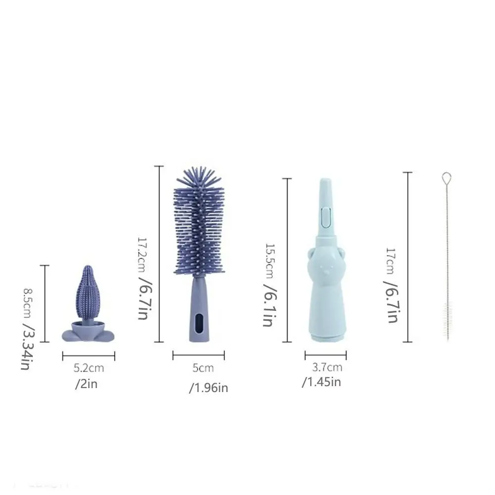 Long Handle Baby Bottle Brush Set, Nipple Dropper, 360 Graus de Rotação Água Garrafa Cleaner, Handheld Soft Head