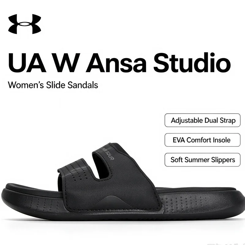 Under Armour UA W Ansa Studio 3025045-001 Women Slide Sandals Adjustable Strap EVA Comfort Summer Slippers