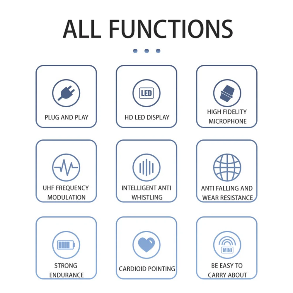 Wireless Microphone Handheld Dynamic Mic System with Rechargeable Receiver for Party Karaoke Singing Party Church Show Meeting