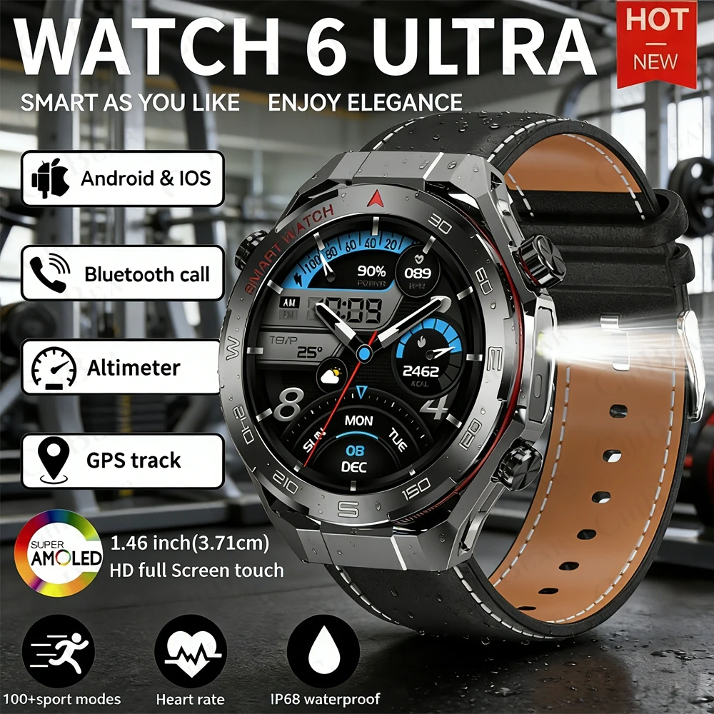 

2026 New Men's Outdoor Sports Smartwatch GPS Track Altimeter Heart Rate Monitor IP68 Waterproof Smartwatches Android iOS