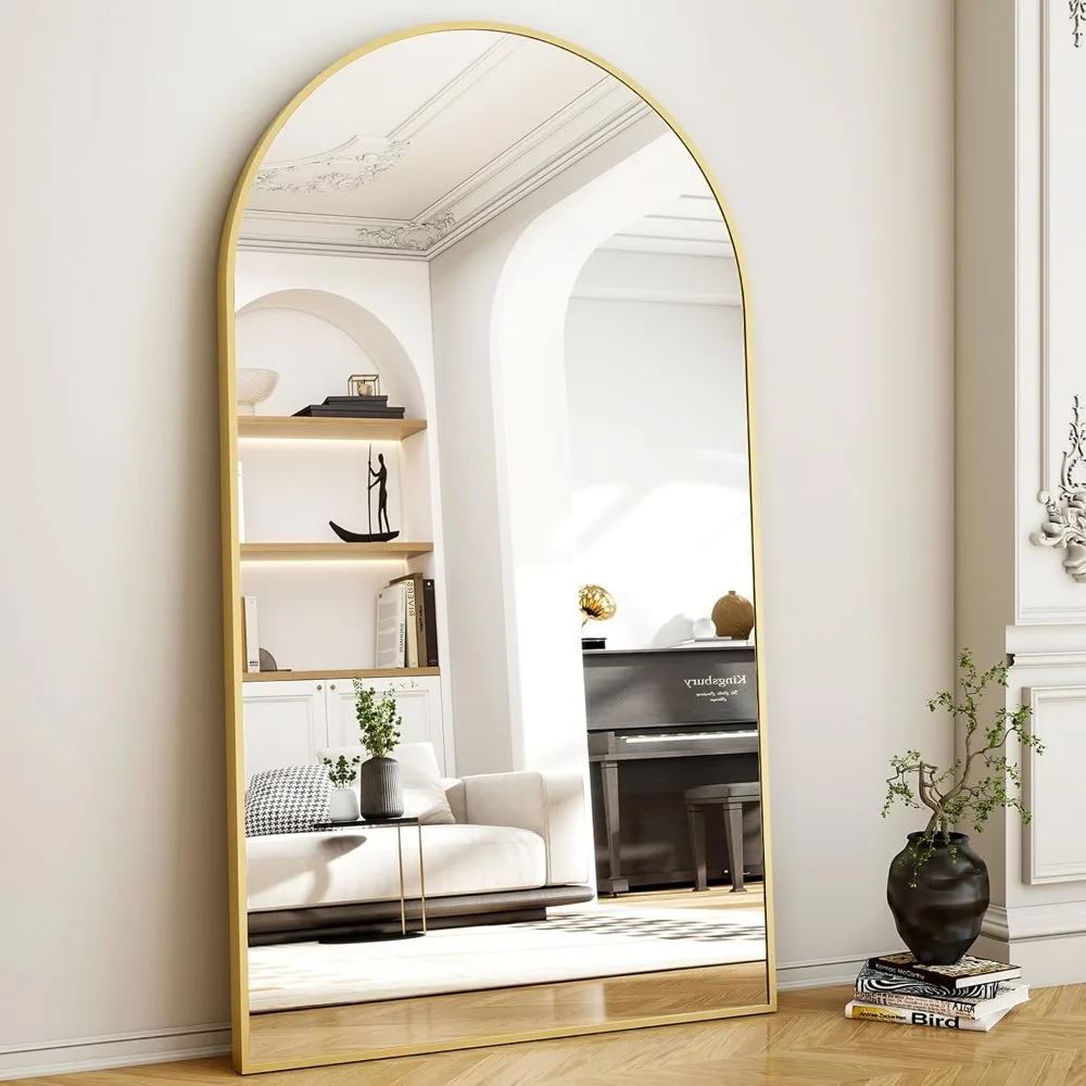 대형 아치형 바닥 거울 (스탠드 포함), 거실 장식용 전신 스탠드형 또는 벽걸이형 바디 미러
