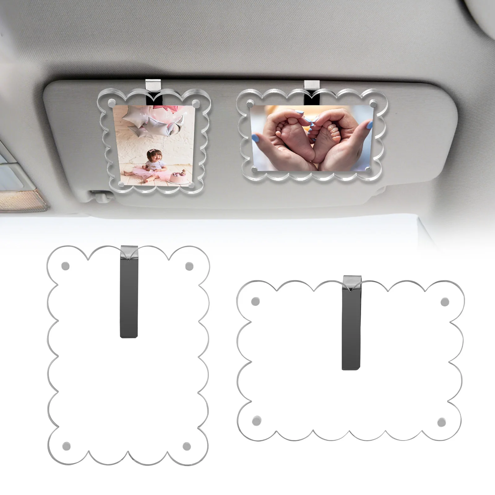 2 حزمة حامل صور السيارة إطار الصورة لواقي الشمس كليب المغناطيسي الاكريليك عرض أفقي عمودي صالح لمحفظة بولارويد Si