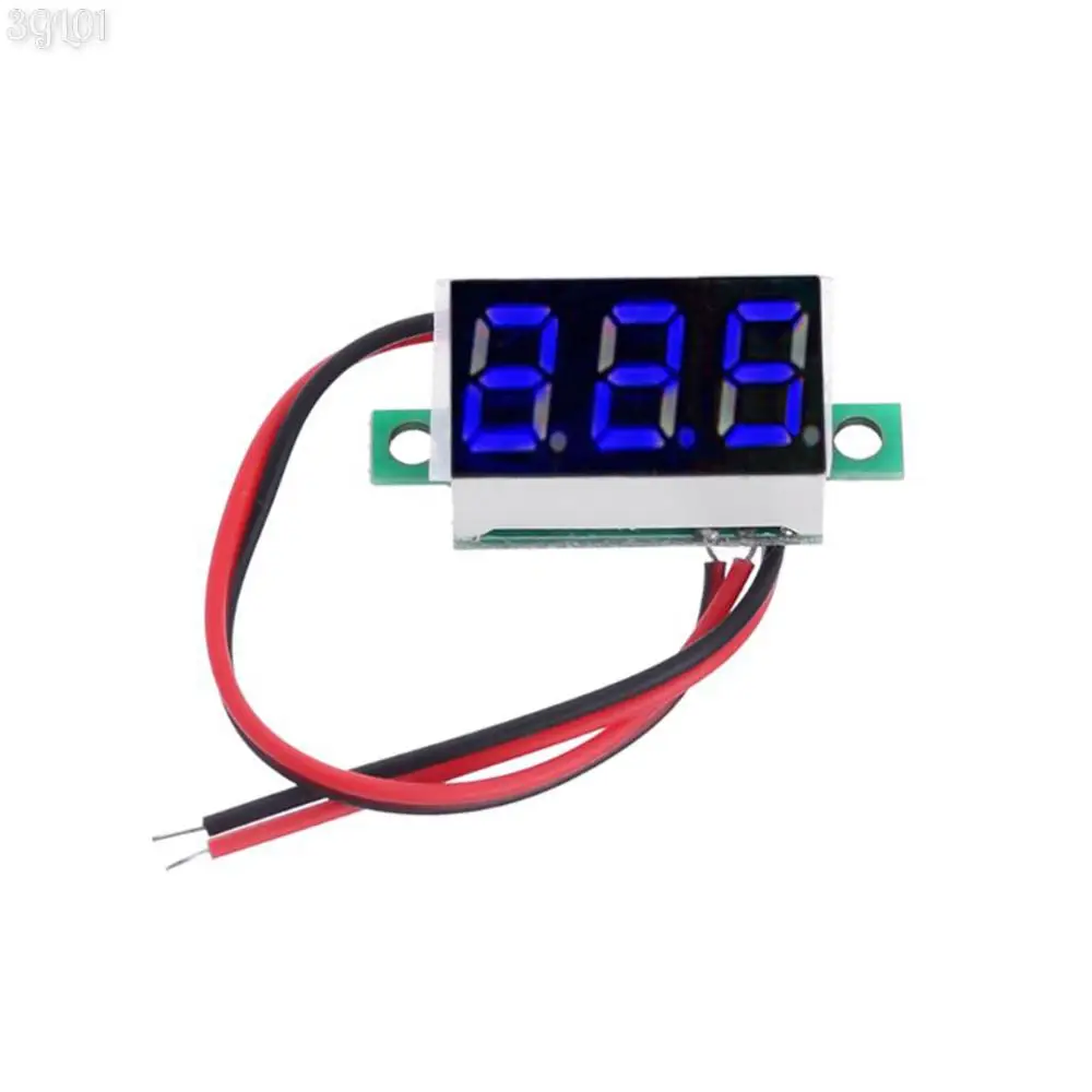 Mini LED Digital voltímetro, medidor do painel de tensão, calibre, 2 fios, azul, vermelho, verde, DC 4.5V-30V, 0,36"