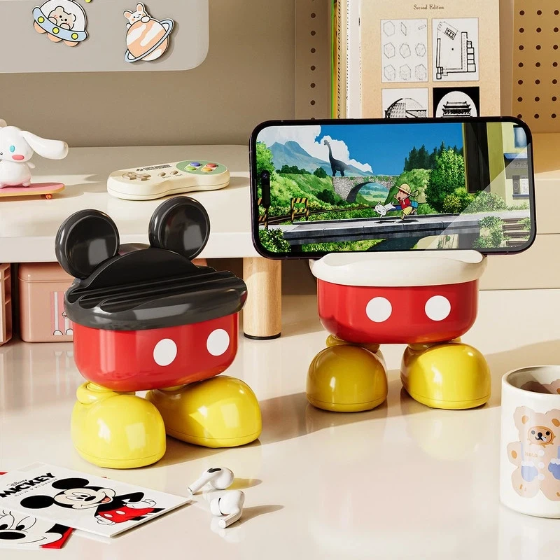 

Disney Bestseller Cartoon Minnie Phone Holder Threeslot Adjustable Angle Desktop Dormitory Storage Decoration For Watching Shows