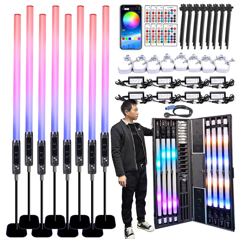 Rechargeable Wireless RGB LED Tube Light, IP65 Waterproof 360 Pixel Tube for DJ Club Bar Outdoor Party