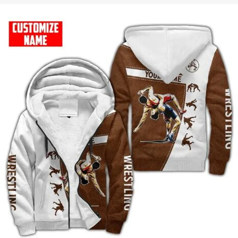 

Customized Name Zipper Hoodie Wrestling&Jiu Jitsu 3D Printing Men's Fleece Zipper Hoodie Unisex Winter Warm Thick Zipper Jacket