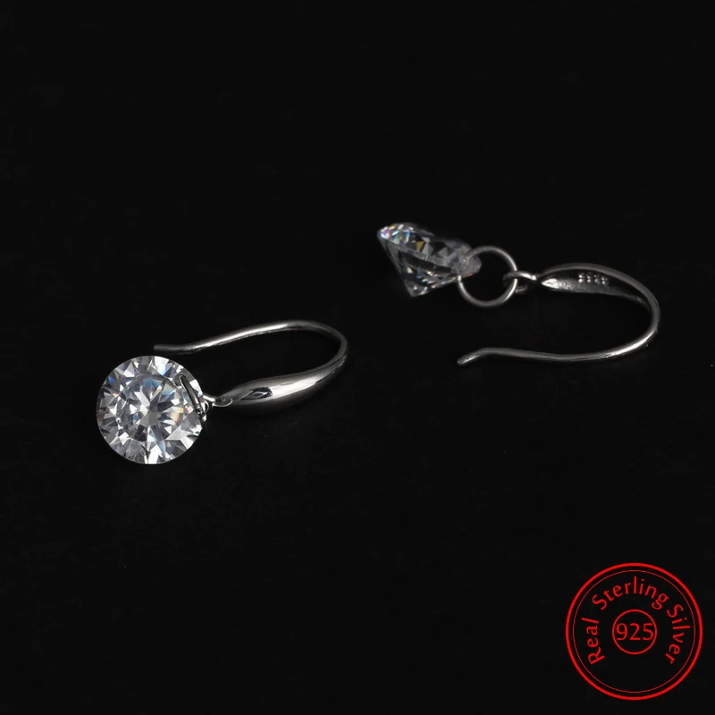 

Real 925 Sterling Silver Quality Jewelry Fashion Zircon Crystal Drop Earrings For Women New FQL25025