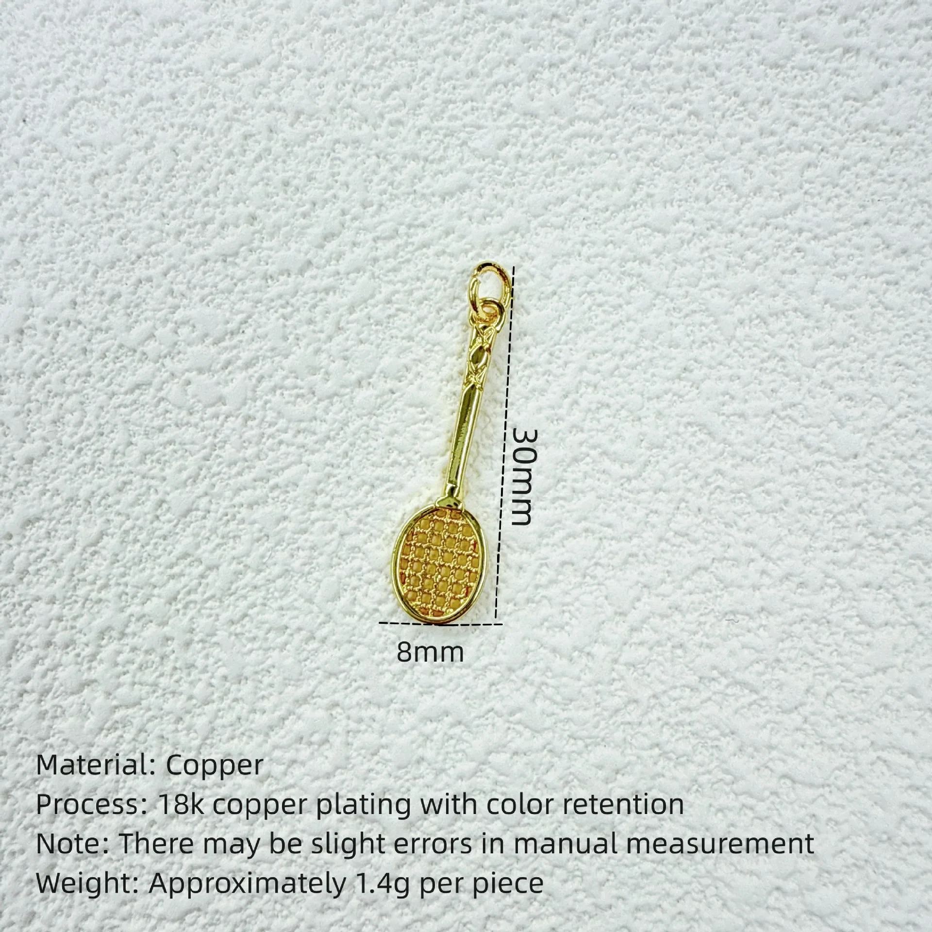 10Pcs Copper Fashion Sports Series Badminton Badminton Racket Pendant Bracelet Necklace Earrings DIY Jewelry Accessories Making