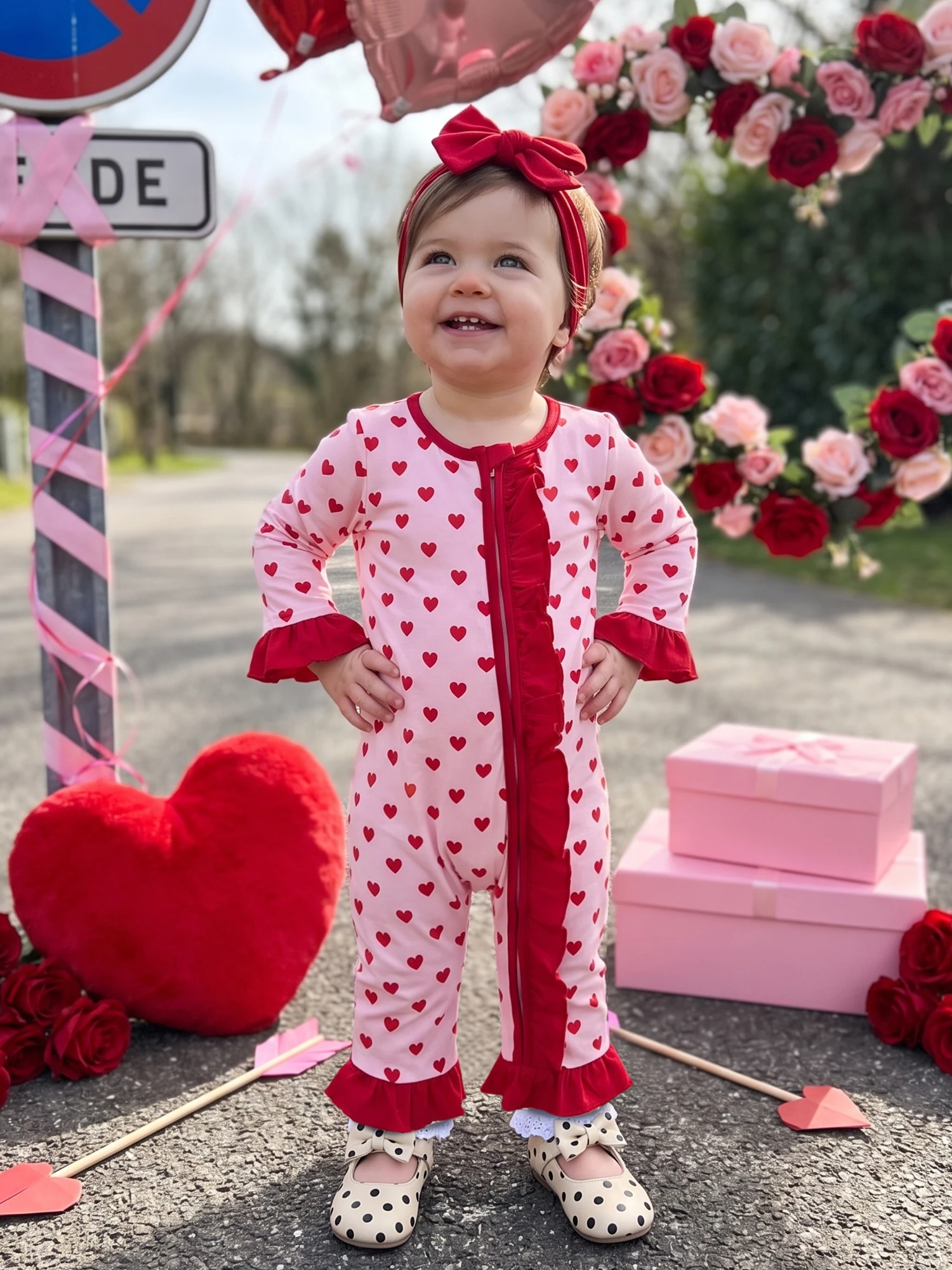 Up Romper Jumpsuit Long Sleeve Sleeve-Heart-Zip Romper S S Day Sleeve Zip Up Romper Girl Valentine S