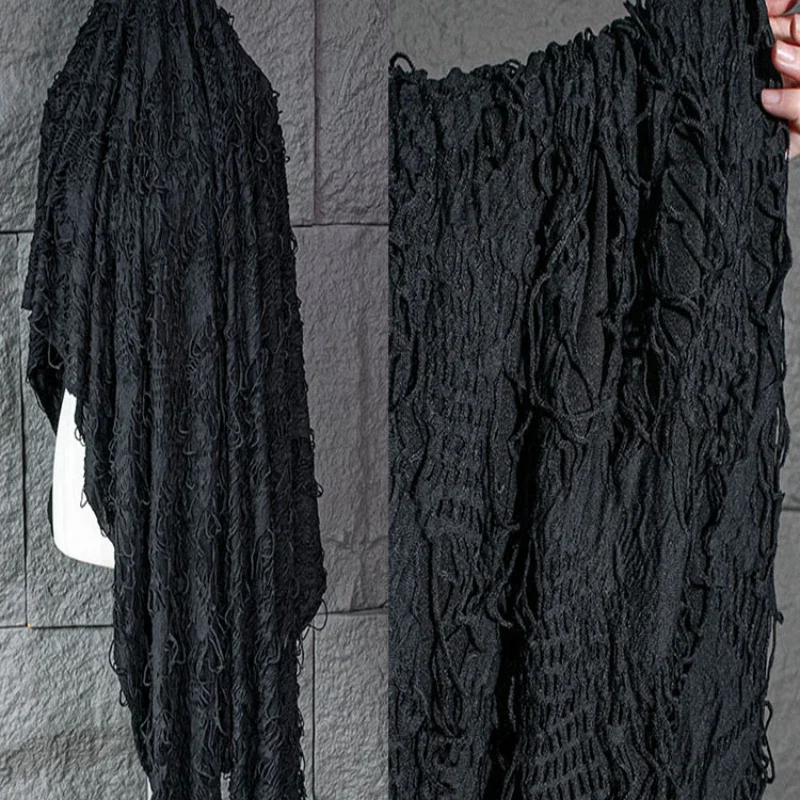 Broken Double-layer Black Jacquard Texture Cotton Fabric Reconstructed Elastic Base Shirt Skirt and Pants Clothing Fabric