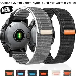 Quick Fit 22mm 26mm Nylon Band For Garmin Fenix 8 47mm 51mm 7 7X 6 6X 5 5X Plus/Enduro 3/Epix Pro Gen 2 Sports Strap Bracelet
