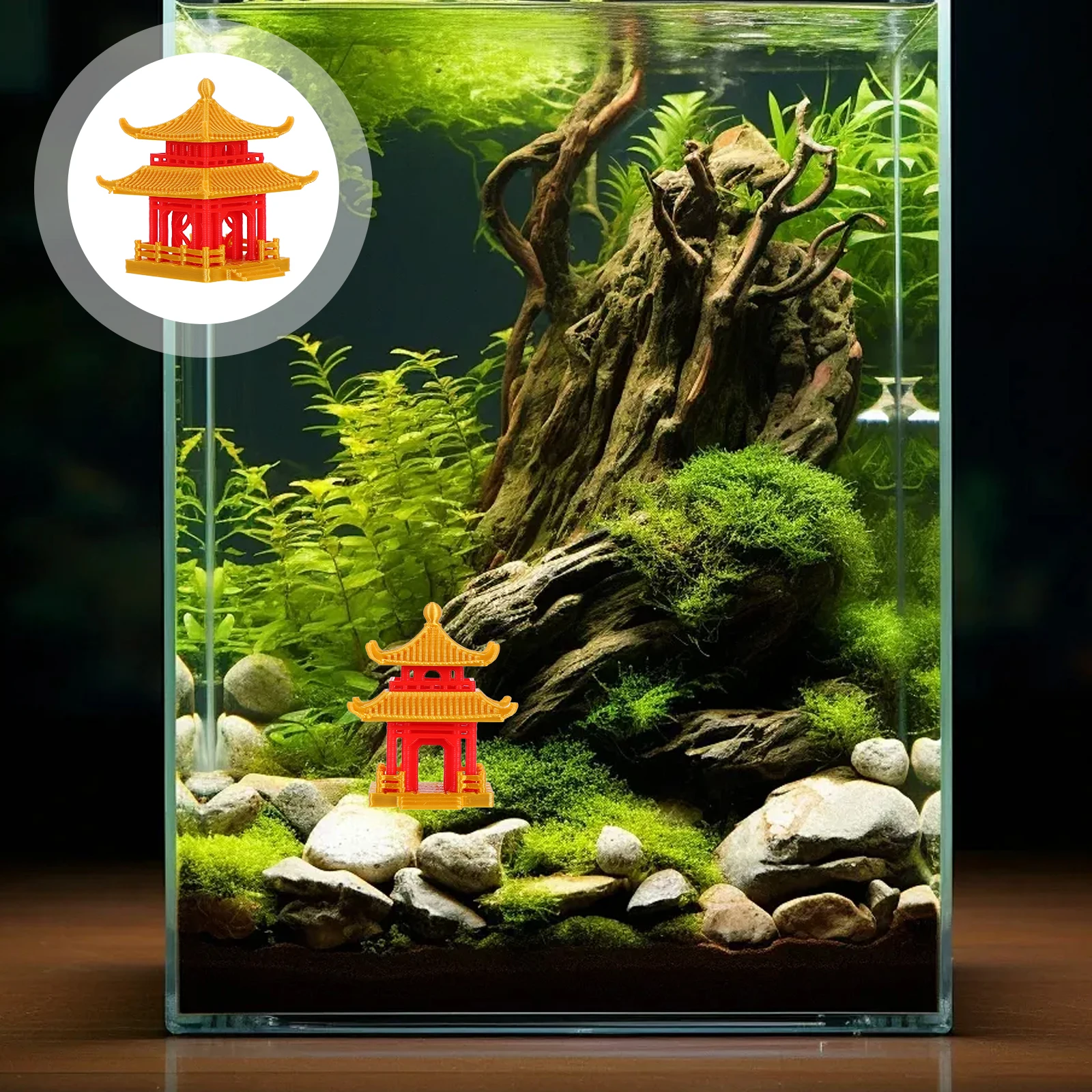 

Mini Pavilion Traditional Architecture Micro Landscape Bonsai Fish Tank Aquarium Desktop Garden Decoration Statue