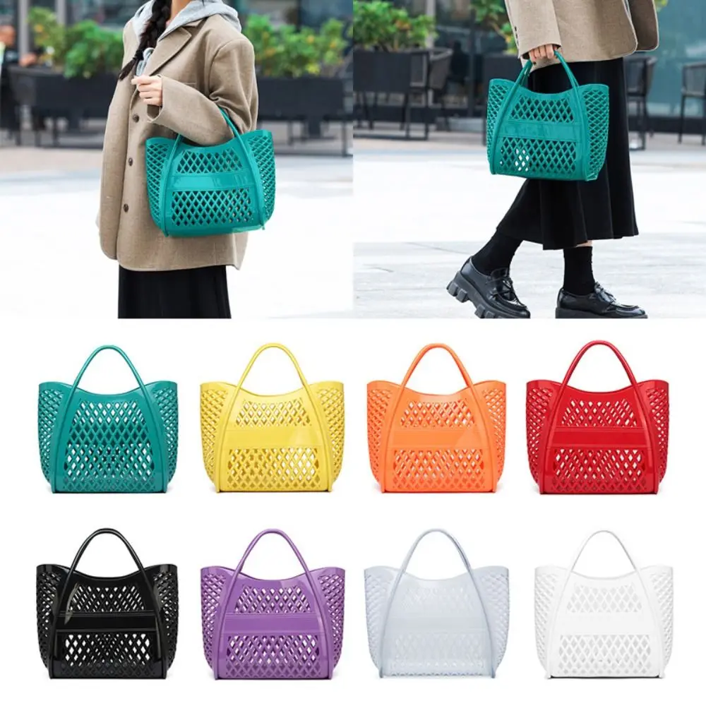 

Durable Hollow Out Beach Bag PVC Large Capacity Shower Basket Handbag
