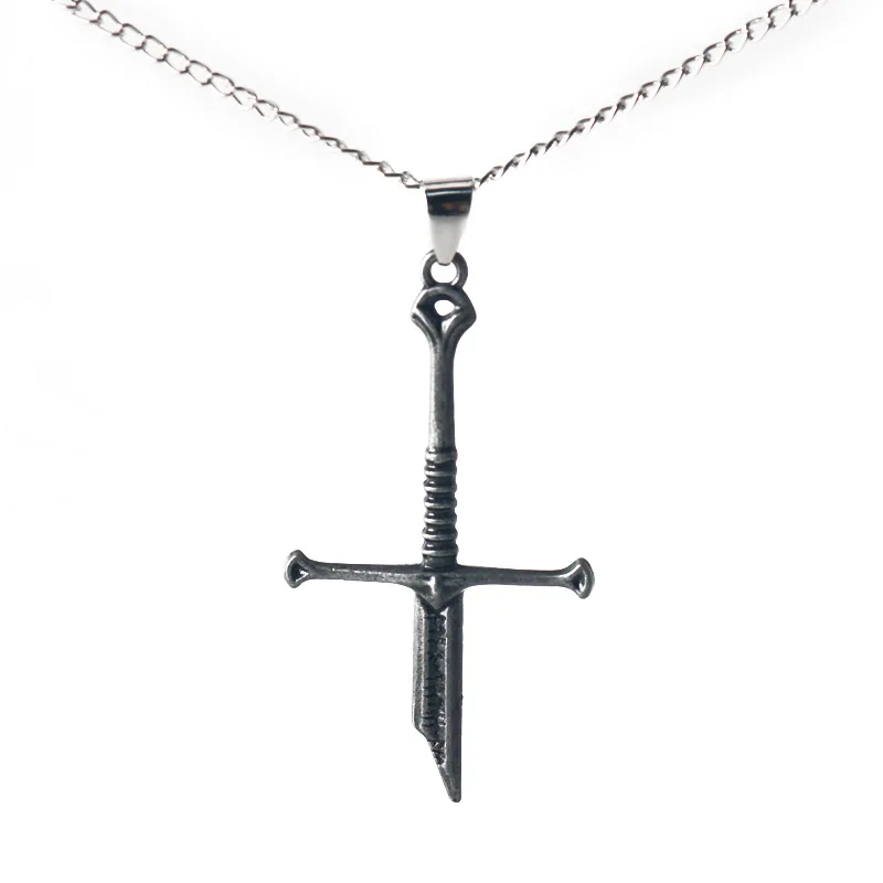 Hot Geometry Cross Sword Pendant Necklace Trendy Retro Versatile Personalized Punk Film and Television Accessories Gifts