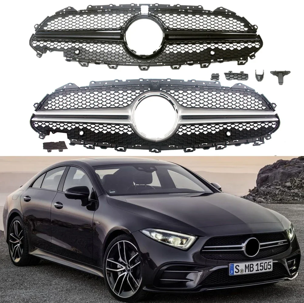 Front Bumper Racing Grills Billet Grille Cover For Mercedes-Benz W257 C257 CLS-Class 2019 2020 2021