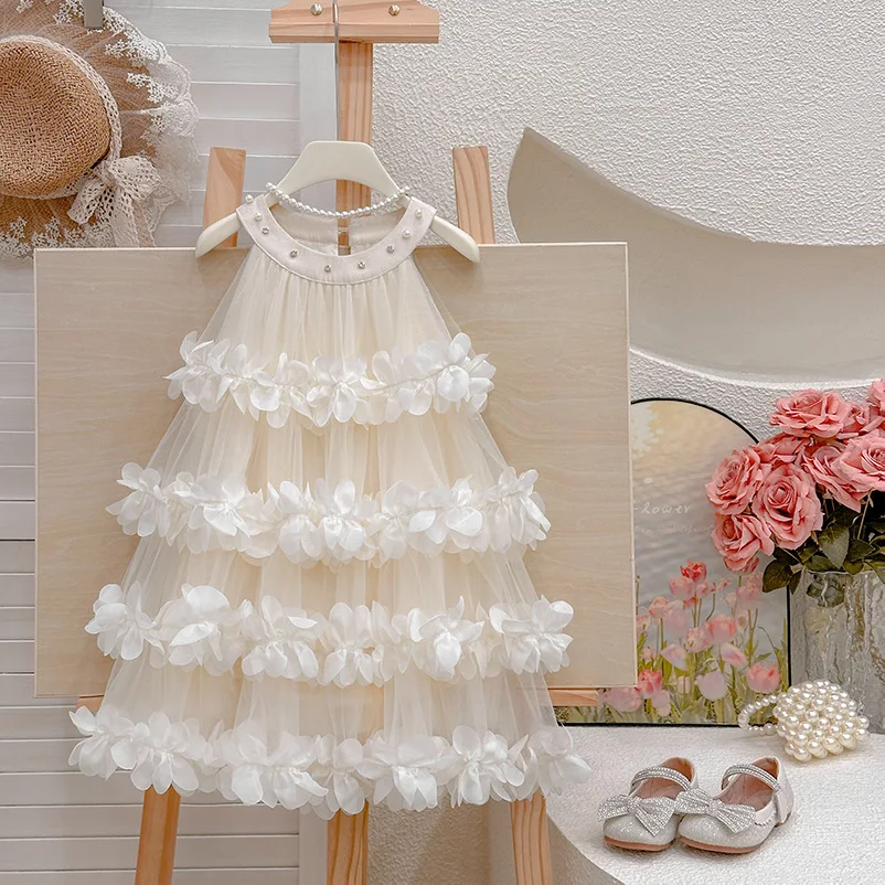 

Fairy Princess Dress for Girls 2-8 Years - Off-the-Shoulder Petal Layer Gown, Magical Flower Girl & Birthday Party Dress