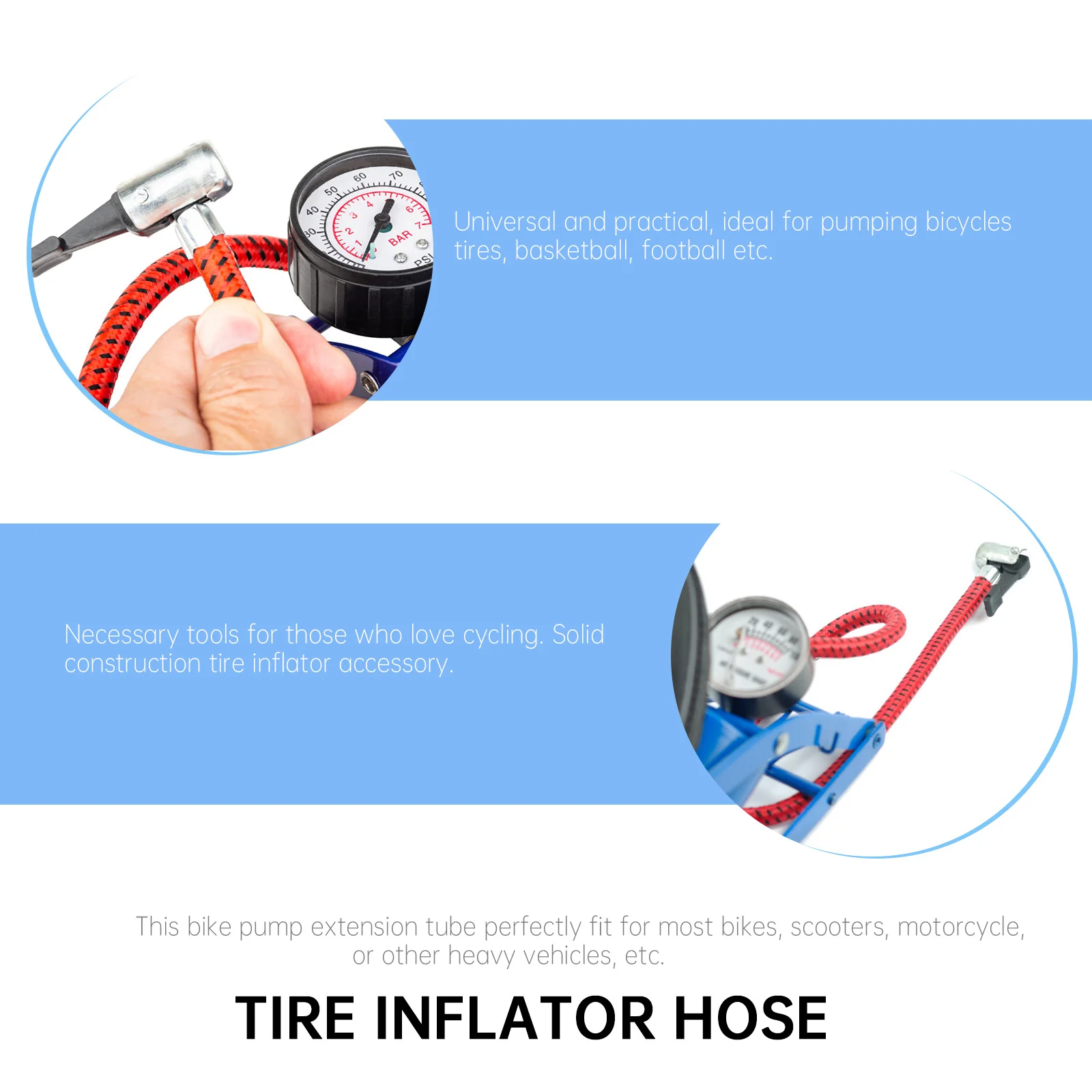 

2Pcs Bike Pump Hose Extension High Quality Tire Inflator Tube for Bicycles Scooters Motorcycles Inflatable Sports Balls