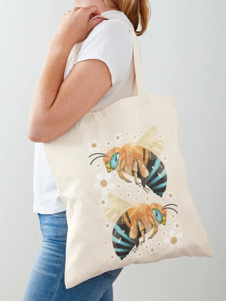 Blue Banded Bee Tote Bag hand bag Big bag women tote university Canvas stote