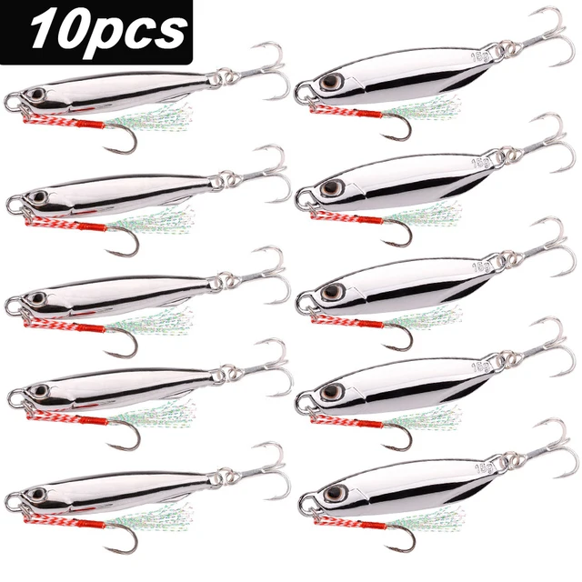 Zestaw 10 sztuk przynęt wędkarskich typu jig, 20G 30G 40G, jigbait, przynęta wędkarska ze srebrnym platerowaniem, przynęty do rzucania z brzegu, metalowe przynęty, sztuczne przynęty wędkarskie Pesca.
