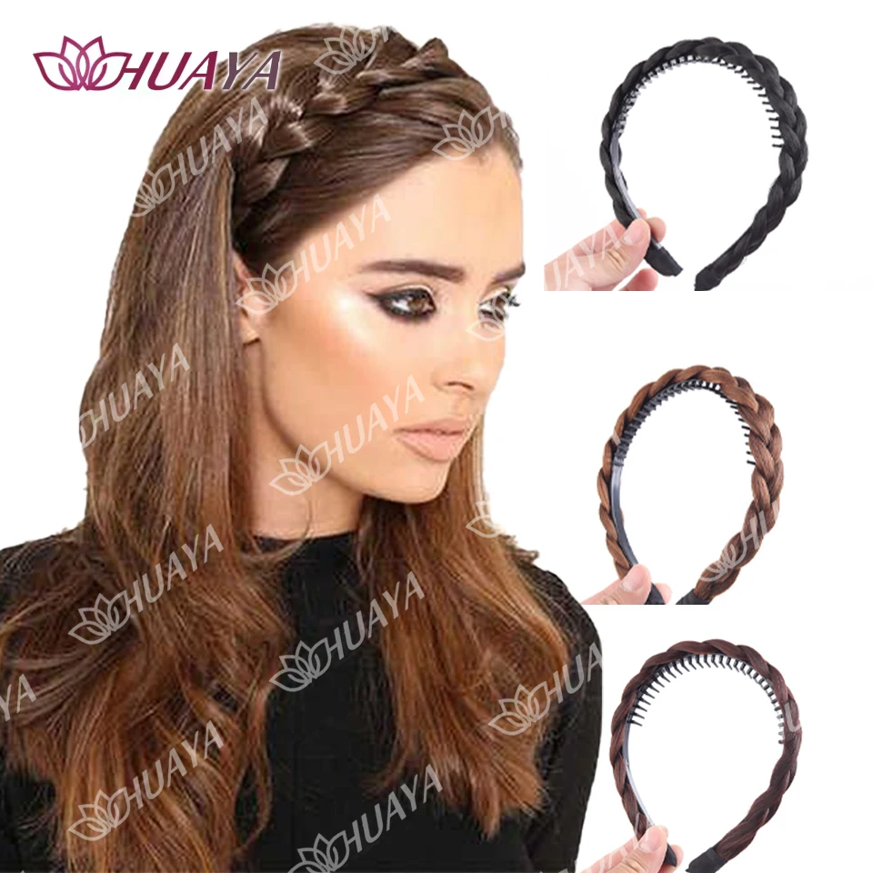 

HUAYA Synthetic Wig Fish Bone Wide Twisted Headband Headband Styling Hair Accessory Suitable For Women's Daily Use Easy To Wear