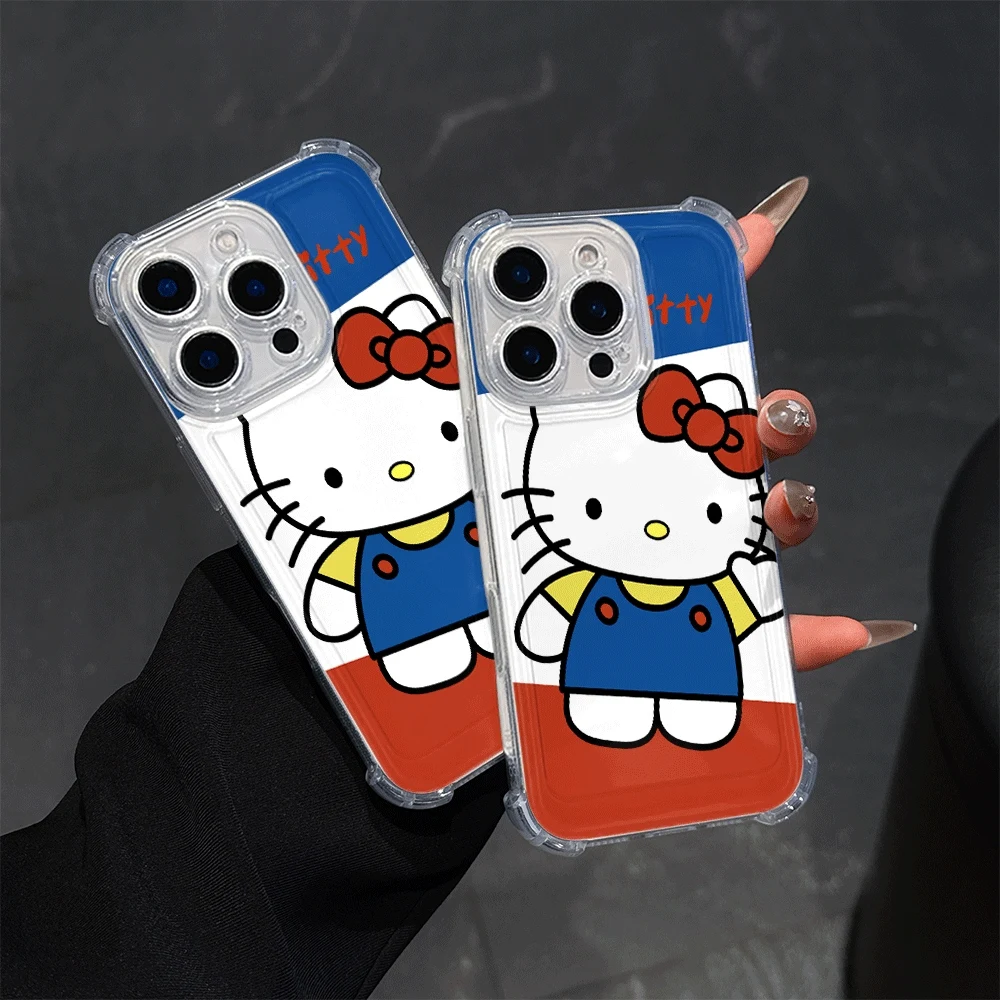 Sanrio étuis de téléphone portable pour IPhone 15 IPhone 16/15/14/13/12/11/x/xs/xs Max fille coque de téléphone transparente prévention des chutes Hellokitty
