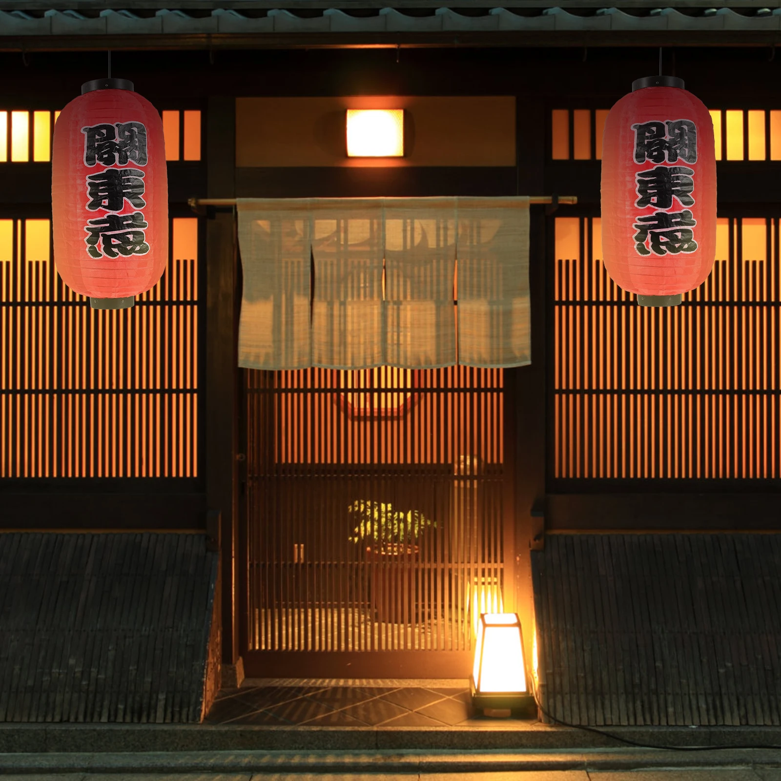 

2pcs Japanese Winter Melon Decorative Lanterns 10 Inch Folding Paper Restaurant Home Decor Indoor Outdoor Silk Lamps