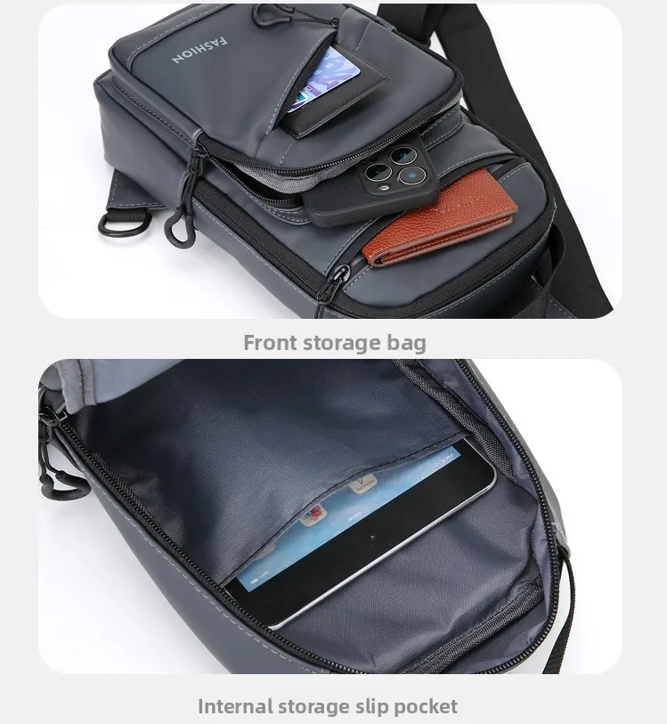 New Fashionable Men's Chest Bag, Casual and Simple Crossbody Bag, Multi-functional Large-capacity Crossbody Single-shoulder Bag