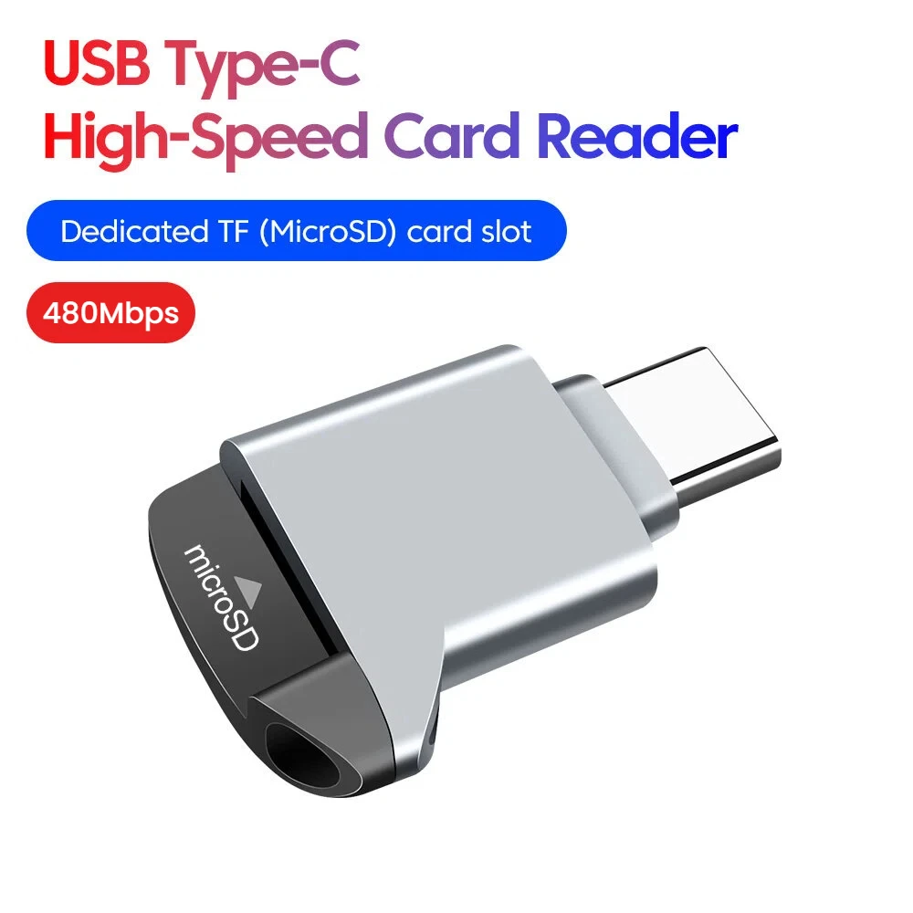 Type-C 2.0 Zinc Alloy TF Card Reader External Storage Stretch for Memory Stick USB C 2.0 For Iphone 17 16 Mini TF Card Reader